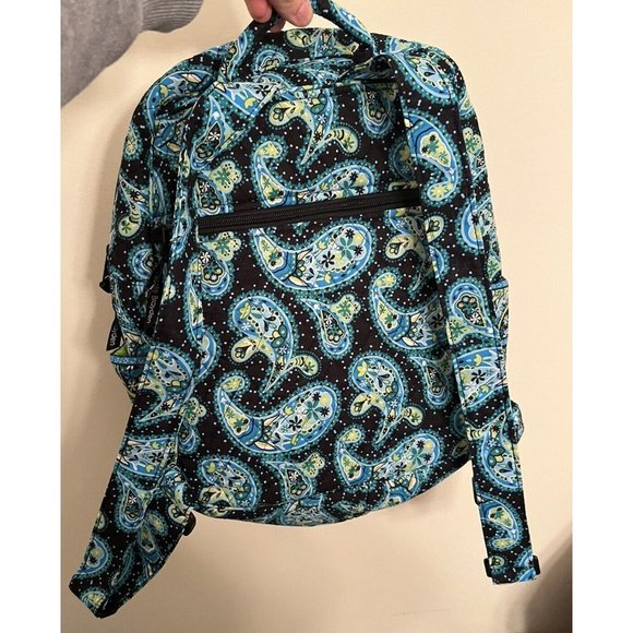 Nicole Brayden Quilted Backpack Blue Paisley EUC Approx 15x11x5 Inches - Picture 2 of 10